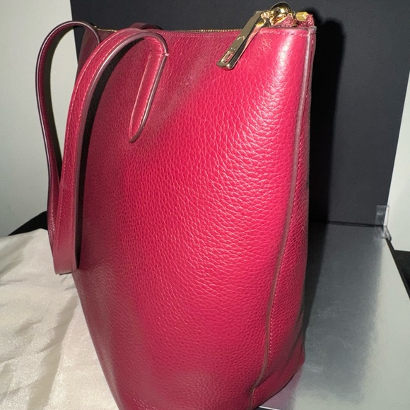 Brand New Coach Pebbled Leather Tote Bag - Deep Red - Picture 5 of 9